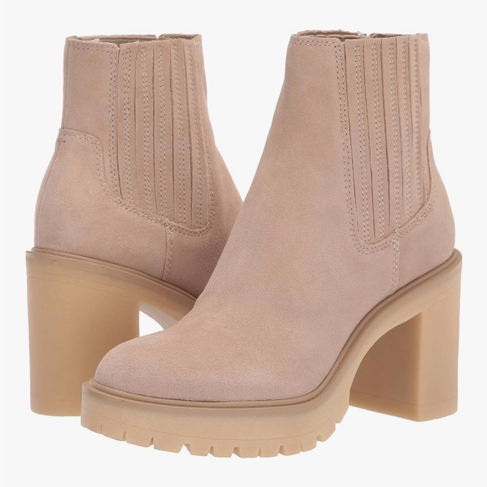 Dolce Vita Caster Ankle Boot waterproof suede leather tan platform chunky